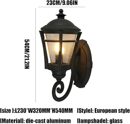 Modern Black Outdoor Wall Sconces,Retro Industrial Lights,Die- Alumiexpression Artistique M Villa Fence Door Pillar Lamp,with S Lampshade Garden Light Front Porch E26/27 Base