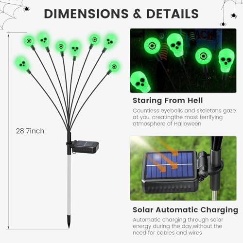 vignuto Halloween Decorations Outdoor, Scary Eyeball Lights,8PACKS 64LED,IP65 Waterproof,Halloween Decor for Garden/Yard/Patio/Lawn/Pathway(Green)