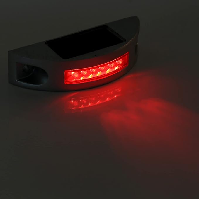 Solar Pathway Light, Casting Aluminum, 6 LED Waterproof - Long Lasting Illumination, Eco - Friendly Solar Charging, Ideal for Driveway and Garden (Red)