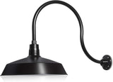 17in. Satin Black Outdoor Gooseneck Barn Light Fixture With 24in. Long Extension Arm - Wall Sconce Farmhouse | Lumora