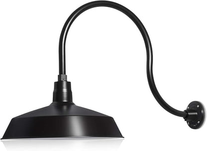 17in. Satin Black Outdoor Gooseneck Barn Light Fixture With 24in. Long Extension Arm - Wall Sconce Farmhouse, Vintage, Antique Style - UL Listed - 9W 900lm A19 LED Bulb (5000K Cool White)