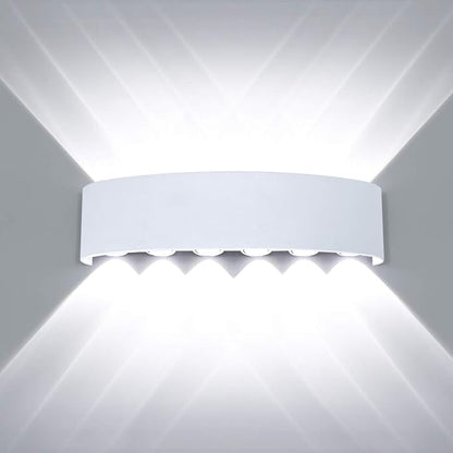 Kawell 12W Waterproof Modern Wall Light LED Wall Lamp Aluminum LED Wall Sconce Up Down Indoor Outdoor for Bedroom Bathroom Hallway Porch Corridor Hotel Doorway Garden Pathway, White 6000K