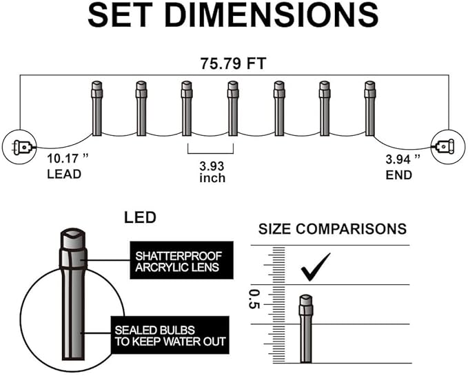 AIYAKA String Lights, 2-Pack LED String Light with 400 Bright LEDs, 150 FT Waterproof Connectable Fairy Lights with 8 Modes, Green Wire, Warm White for Indoor & Outdoor