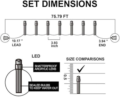 AIYAKA String Lights, 2-Pack LED String Light with 400 Bright LEDs, 150 FT Waterproof Connectable Fairy Lights with 8 Modes, Green Wire, Warm White for Indoor & Outdoor