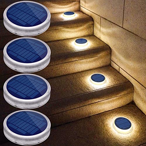 YiLaie Solar Step Dock Deck Stair Stick on Lights for Outside Solar Powered