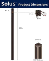 Solus 7-Foot Direct Burial Lamp Post – Aluminum Outdoor Light Pole with Dusk-to-Dawn Sensor – Fits 3" Fixtures – | Lumora
