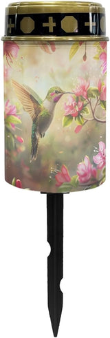 Hummingbird Pink Flower Cemetery Solar Lights for Grave ABS Material Solar Light Patio Decorations Garden Lamp | Lumora