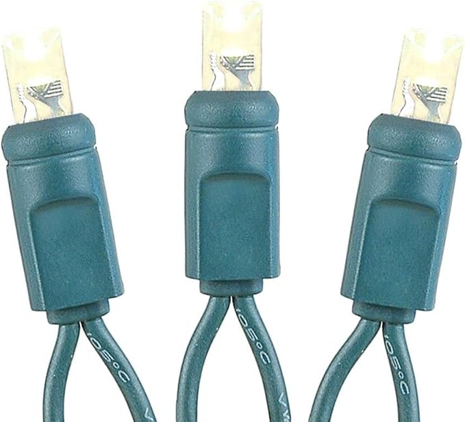 Novelty Lights 34ft 100 LED Coaxial Christmas Mini Lights, Warm White on Green Wire, 4" Spacing, Commercial Grade Indoor/Outdoor Holiday Light String, Power Supply Sold Separately