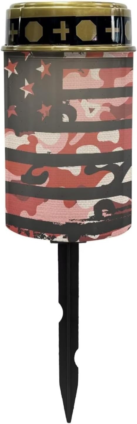 Solar Cross Garden Lights Outdoor Decorative - American Flag Camouflage Solar Lights Outdoor Waterproof- Cemetary Solar Lights for Remembrance Lawn