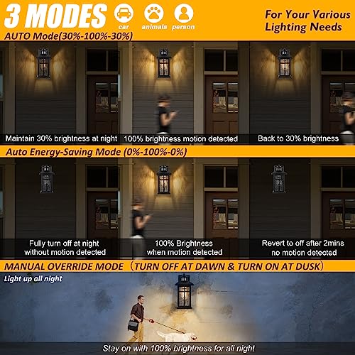 Brilvibera Outdoor Wall Light Motion Sensor, Dusk to Dawn Outdoor Lighting