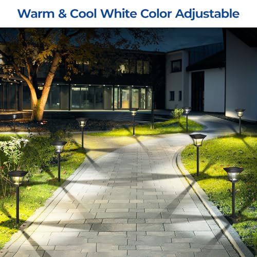 CINOTON RGBCW Solar Pathway Lights Outdoor, 3 Lighting Modes, 18 Pack