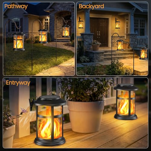Otdair Solar Lanterns Outdoor Waterproof with Flickering Flame, 6 Pack