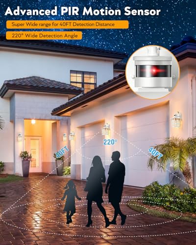 VIANIS Motion Sensor Exterior Wall Light, Brightness Distance Adjustable