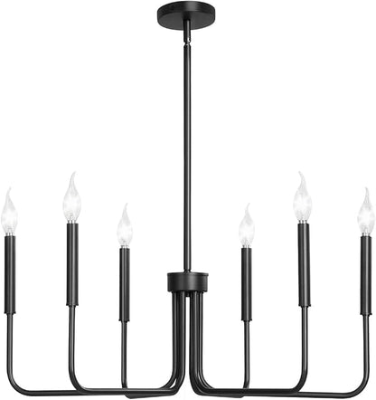 VEVOR 6-Light Chandelier, Metal Farmhouse Chandelier, Adjustable Height, Dining Room Hanging Light Fixture for Ceilings, Modern Chandelier for Bedroom, Foyer, Hall, Kitchen, Living Room and Entryway