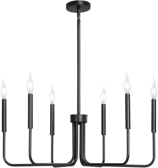 VEVOR 6-Light Chandelier, Metal Farmhouse Chandelier, Adjustable Height, Dining Room Hanging Light Fixture for Ceilings, Modern Chandelier for Bedroom, Foyer, Hall, Kitchen, Living Room and Entryway