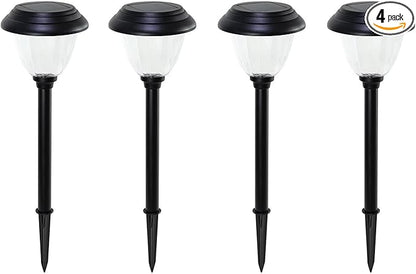 Member Marks 4-Piece LED Solar Path Lights, 20 Lumens, Matte Black Finish, Waterproof Outdoor Landscape Lighting