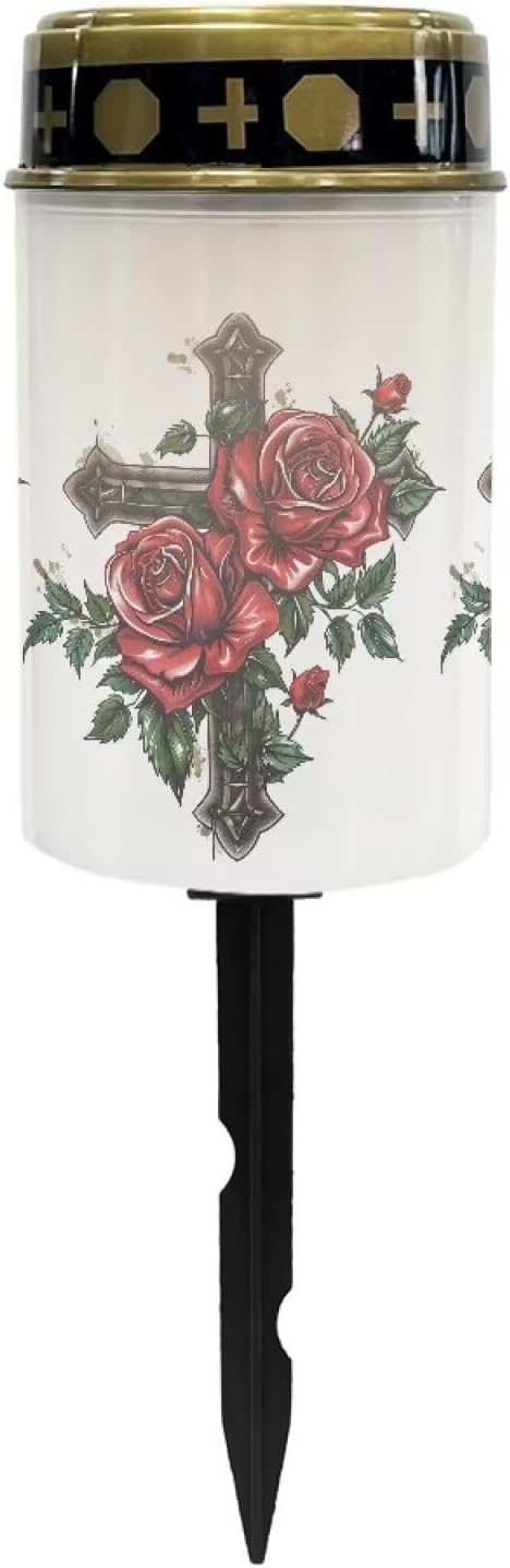 ZOUTAIRONG Solar Glass Cross Garden Stake Light, Cemetery Decorations for Grave Outdoor Lights, Jesus Cross Memorial Gifts for Mother, for Christmas Garden Lawn Yard Patio Decor White Pathway Lights