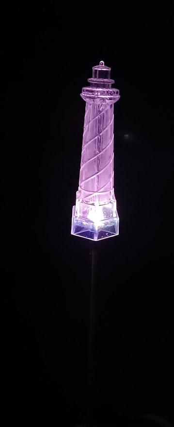 Starry Illuminate 1 PCS Solar Color Changing Lighthouse Style Garden Stake Light