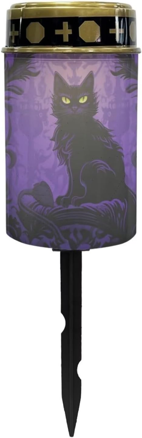 Black Cat Solar Halloween Lights for Cemeteries Halloween Solar Garden Lights Waterproof Study Night Lights for Holiday Decorations