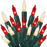 TW SHINE Christmas Mini String Lights, 20FT 100 Count Incandescent Mini Christmas Tree Lights, Waterproof Xmas String Lights for Outdoor Indoor Home Party Yard Decorations, Warm White and Red
