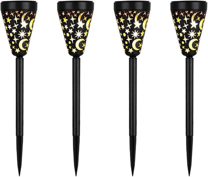 4pcs Solar Pathway Lights Outdoor Solar Landscape Garden Lamps Stake Battery-Operated Star Hollow Yard Patio Lights for Lawn and Driveway