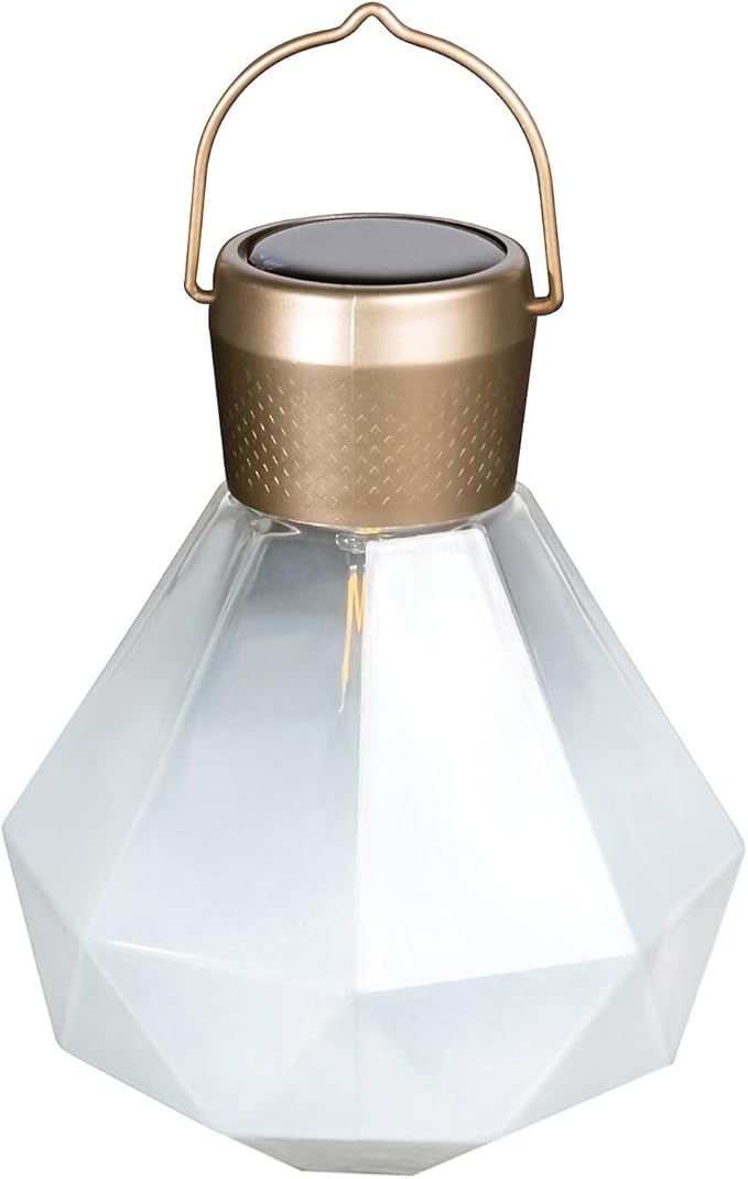 Allsop Gem Light - Outdoor Solar LED Latern - Hand Blown Glass - Waterproof with Easy Hang Frame (Milk)