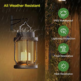 Solar Lantern Outdoor & Indoor Use – Hanging Solar Lights with Realistic Flickering Flameless Candle, Weatherproof for Gardens, Patios, Trees, and Lawns (Black + Gray, 1 Pack)