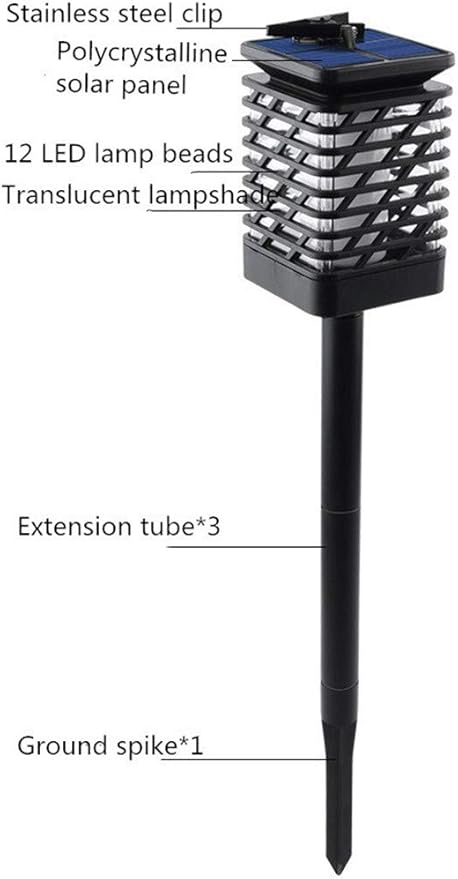 Ulalaza 1Pc Solar Outdoor Lights 12 LED Flickering Flames Torch Light Waterproof Landscape Ligh Auto On/Off Path Lights