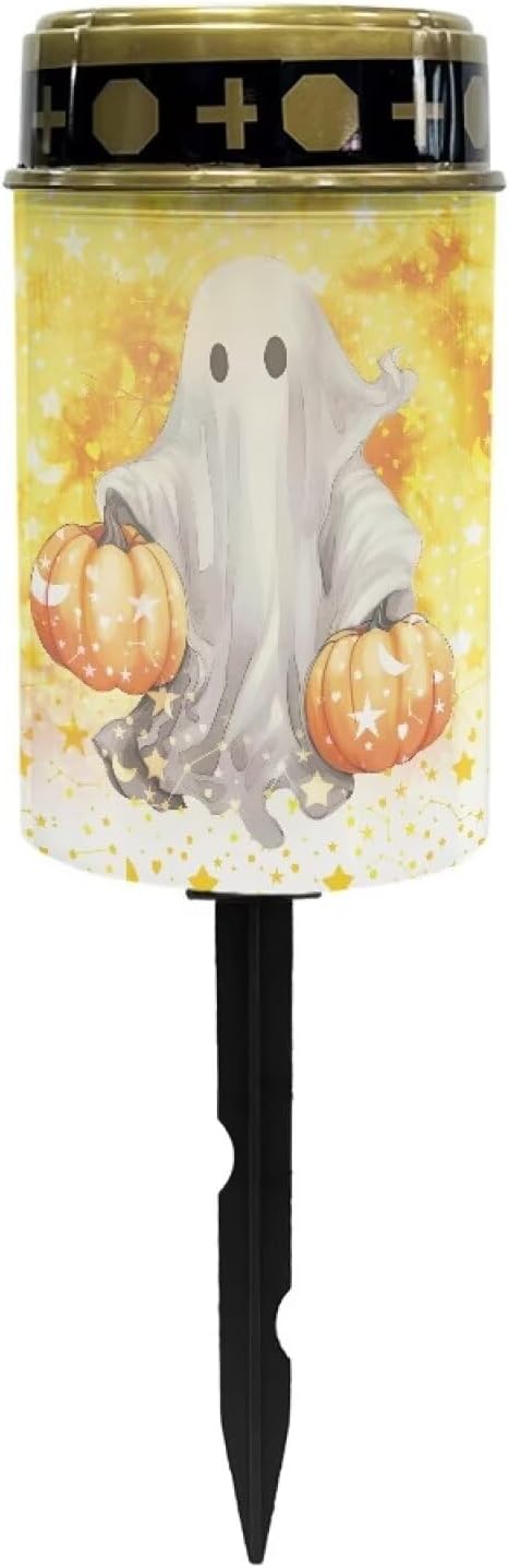 Ghost Print Cemetery Solar Light for Grave Solar Lights Outdoor Waterproof Solar Garden Light Solar Stake Lights for Pathway Back Yard Halloween Decor Solar Walkway Lights