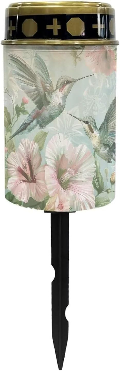Hummingbird Pink Flower Landscape Solar Lights Outdoor Solar Powered Lights Solar Path Lights Outdoor Waterproof Flood Lights Outdoor Solar Powered Solar Pathway Lights