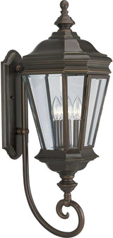 Progress Lighting Crawford Collection 3-Light Clear Beveled Glass New Traditional Outdoor Large Wall Lantern Light | Lumora