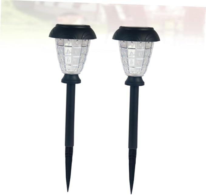 balacoo 2pcs Solar Ground Lamp Outdoor Decorative Garden Lights Landscape Insert Lights for Patio Park Straw Hat | Lumora