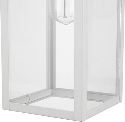 GLOBE Electric 44836 Bowery 1-Light Outdoor Indoor Wall Sconce, Matte White, Clear Glass Shade