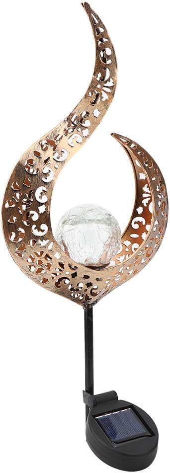 LED Solar Lawn Light, Outdoor Solar Pathway Light with Metal and Glass Moon Design, Weather Garden Decoration Lamp for Courtyard Lawn