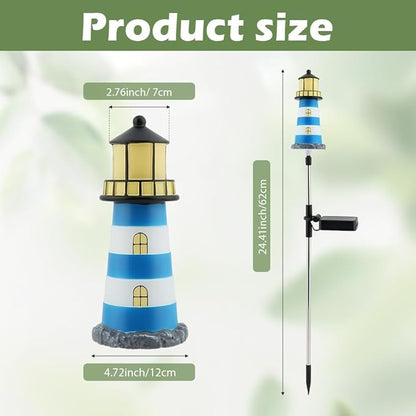 2 PCS Solar Lighthouse,7 Colors Changing Lighthouse Solar Light Outdoor Decor for Yard and Garden,Path Lights Lighthouse,IP65 Waterproof