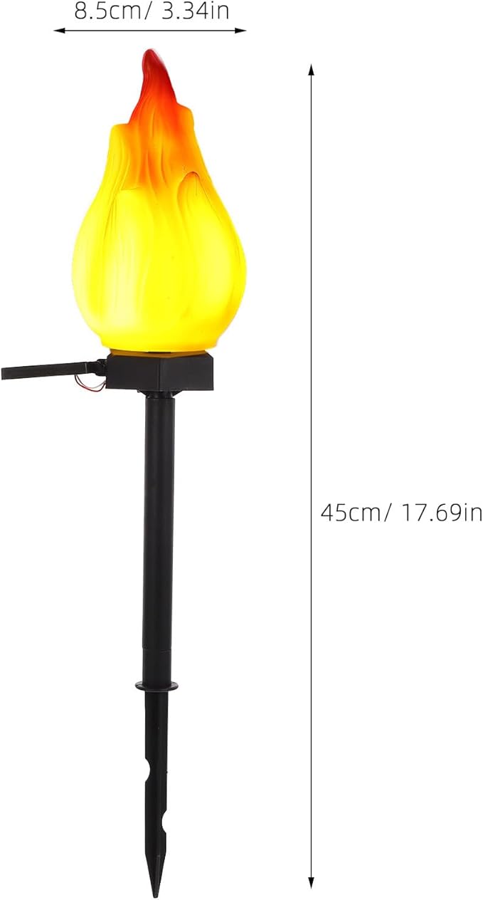 Veemoon Flame Solar Powered Garden Stake Lamp Outdoor Decorative Solar Pathway Lights for Lawn Walkway with Flickering Flame Effect