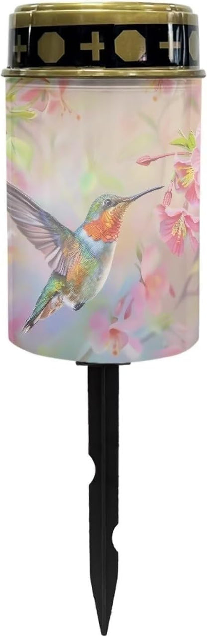 Generic Solar Lights Outdoor Waterproof Solar Light Humming Bird Print Solar Light for Outdoor Night Light Waterproof Path Solar Light for Yard Home Memorial Solar Light for Father