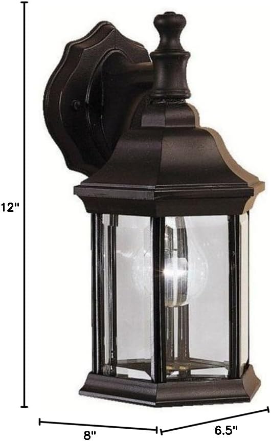 Kichler Chesapeake 11.75" 1 Light Outdoor Wall Light with Clear Beveled Glass in Black | Lumora