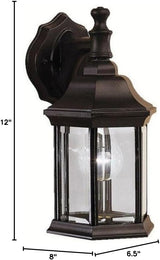 Kichler Chesapeake 11.75" 1 Light Outdoor Wall Light with Clear Beveled Glass in Black | Lumora