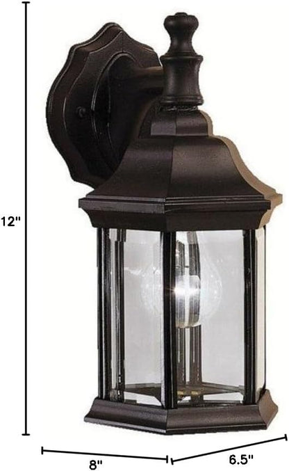Kichler Chesapeake 11.75" 1 Light Outdoor Wall Light with Clear Beveled Glass in Black