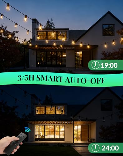 Outdoor String Lights Patio Light - 50Ft Outside Waterproof Dimmable Bulbs