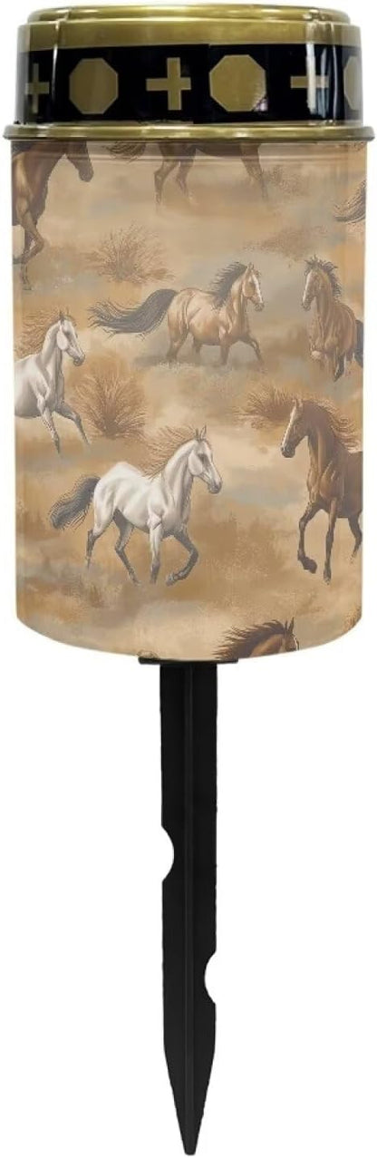 ZOUTAIRONG Horse Solar Outdoor Lights, Solar Light for Cemetery Grave,4 Pack Outdoor Solar Lights for Yard, Solar Lights Outdoor Waterproof 4 Pack Solar Garden Lights for Patio, Yard,