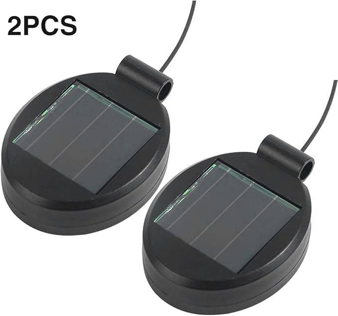 2 Pack Solar Light Replacement Top Part Panel for Outdoor Hanging Lanterns - Solar Lantern Lamp Led Replacement Top Battery Box for Garden Patio Walkway Yard(Black)