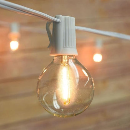 fantado 12 FT Shatterproof Light Bulb LED Outdoor Patio String Light Set, 10 Socket E12 C7 Base, White Cord - G50-2 Inch (0.5 Watt) by PaperLanternStore.com