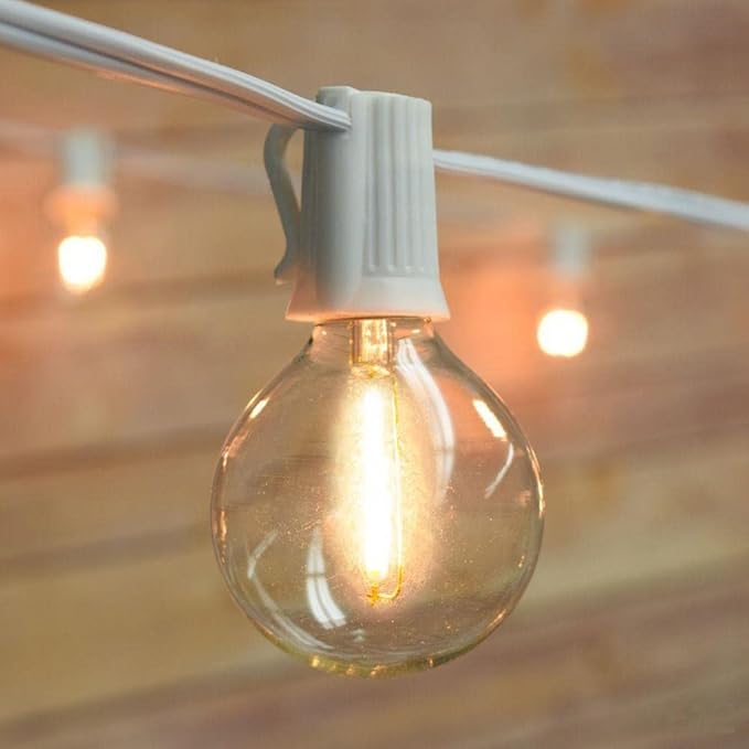 fantado 21 FT Shatterproof Light Bulb LED Outdoor Patio String Light Set, 10 Socket E12 C7 Base, White Cord - G50-2 | Lumora