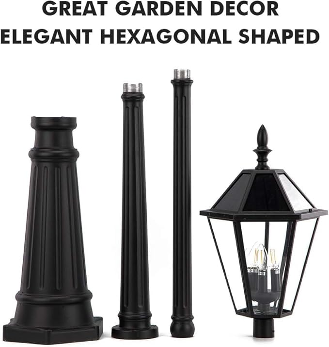 LUTEC London 12513LE4-SL LED Post Solar Light Outdoor Vintage Street Lights for Lawn Patio Yard Pathway Garden | Lumora