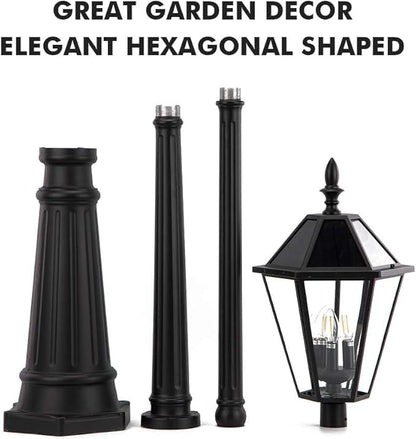 LUTEC London 12513LE4-SL LED Post Solar Light Outdoor Vintage Street Lights for Lawn Patio Yard Pathway Garden