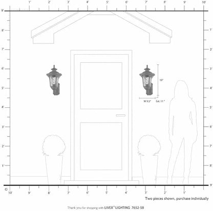 Livex Lighting 7652-58 Oxford 1 Light Imperial Bronze Cast Aluminum Wall Lantern with Light Amber Water Glass