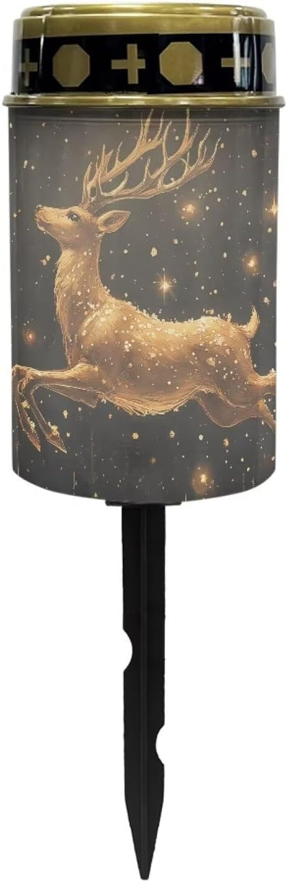 Golden Deer Pattern Garden Stake Light, Solar Light for Cemetery Grave,Solar Pathway Lights Outdoor Waterproof,Lawn Yard Patio Garden Decor