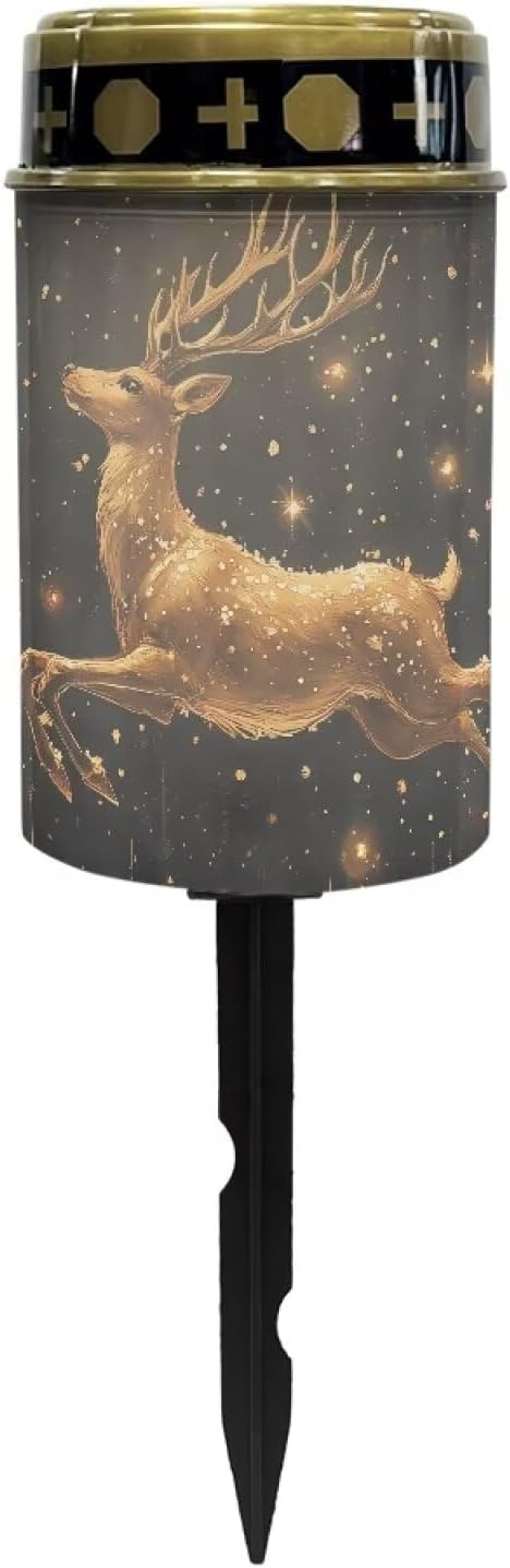 Golden Deer Pattern Garden Stake Light, Solar Light for Cemetery Grave,Solar Pathway Lights Outdoor Waterproof,Lawn | Lumora